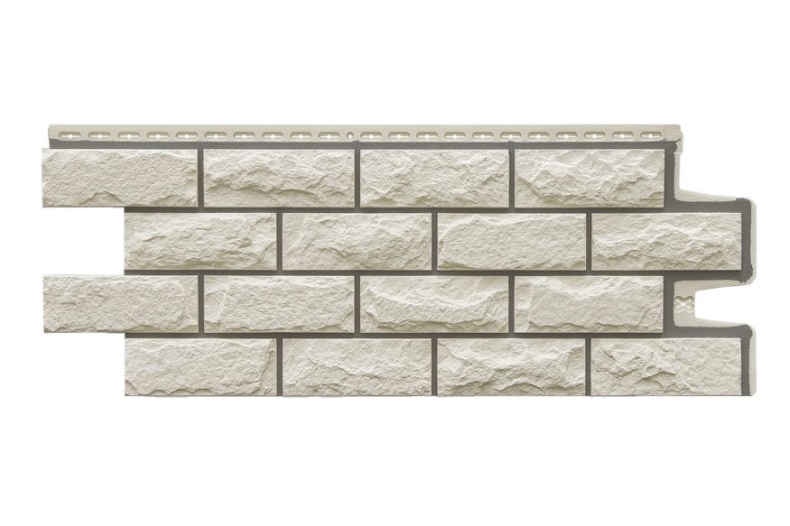 Фасадные панели Grand Line, Колотый камень Design, Молочный (шов RAL 7006) купить в Донецке
