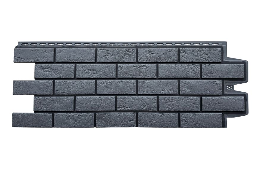 Фасадная панель Grand Line, Состаренный кирпич Design, Графит, шов RAL 9005 купить в Донецке
