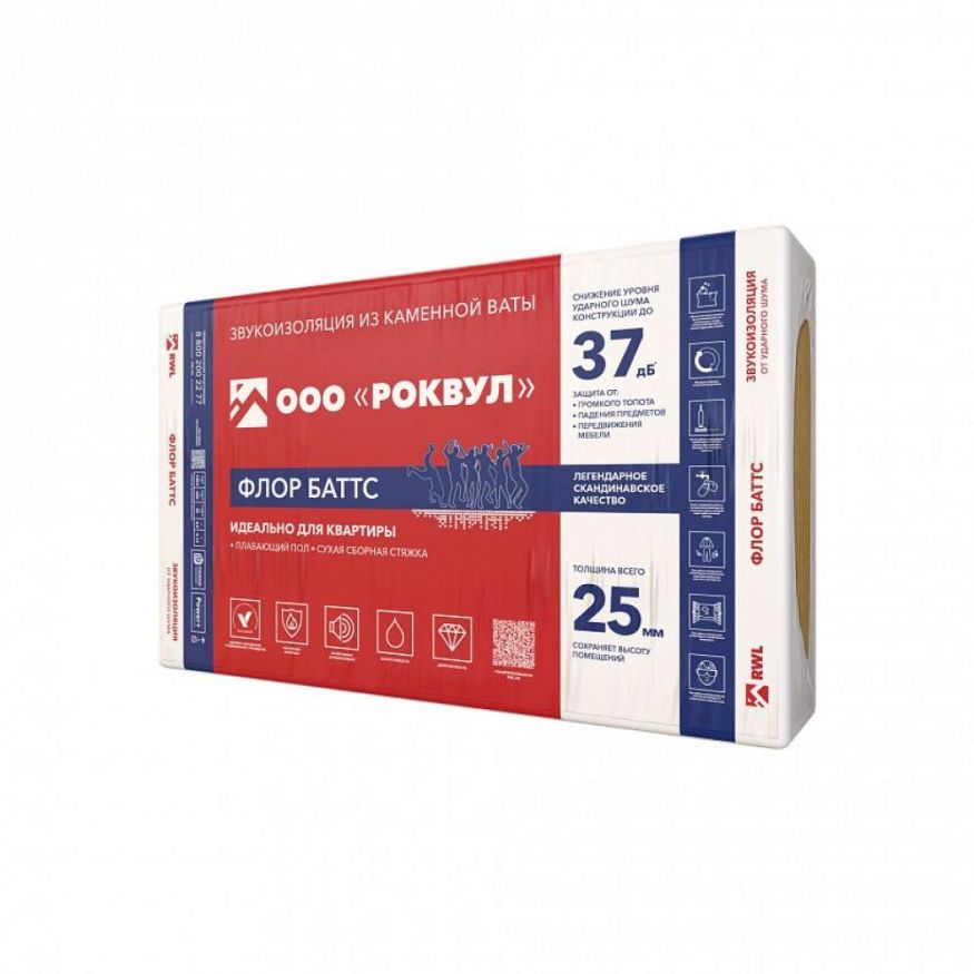 Утеплитель Rockwool ФЛОР БАТТС 50х600х1000/6шт/3.6м2/0.18м3 (32упак/пал) Rockwool купить в Донецке
