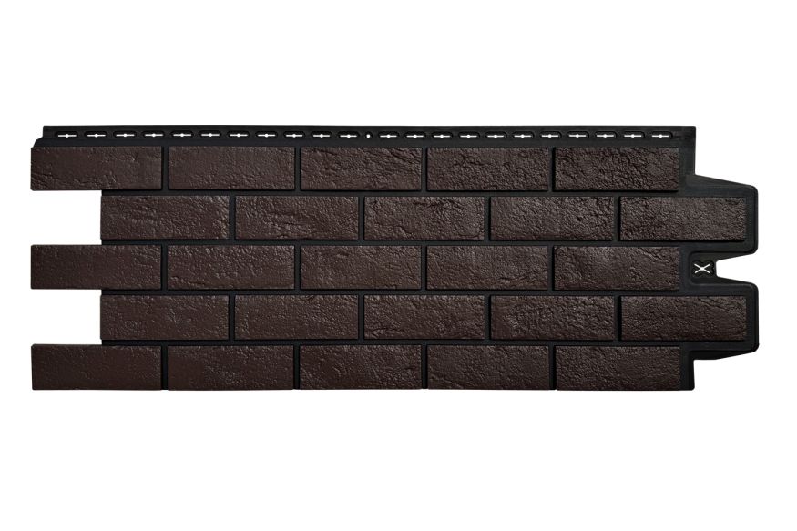Фасадная панель Grand Line, Состаренный кирпич Design, Шоколадный, шов RAL 9005 купить в Донецке